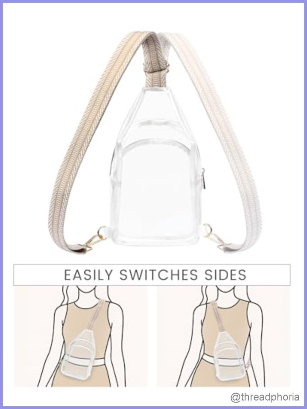 Clear Crossbody Sling Bag Stadium Approved PVC Women's Event Purse - Picture 4 of 6